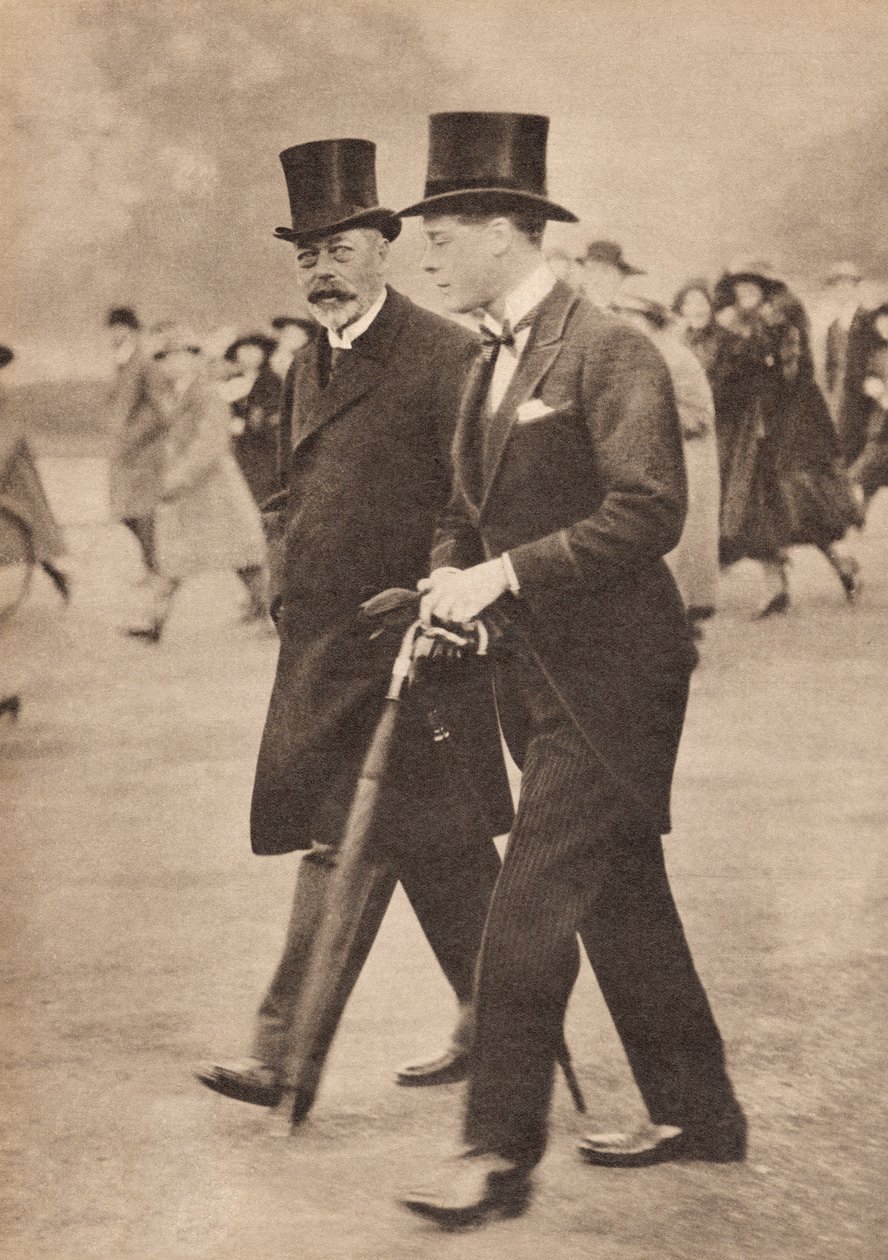 George V og hans sønn prinsen av Wales, den fremtidige Edward VIII, i 1922, illustrasjon fra 