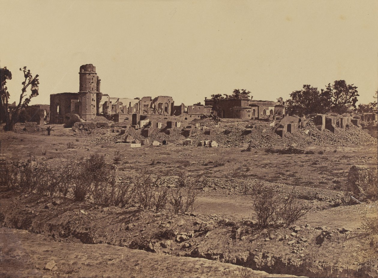 Gravplass ved et residens i Lucknow, ca. 1858 (sepia-bilde) av English Photographer