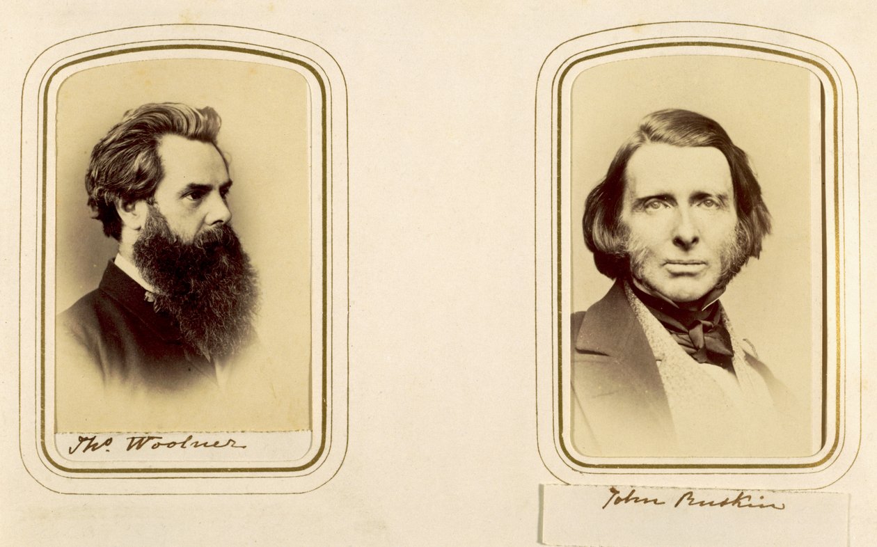 Portretter av Thomas Woolner og John Ruskin (sepia-bilde) av English Photographer