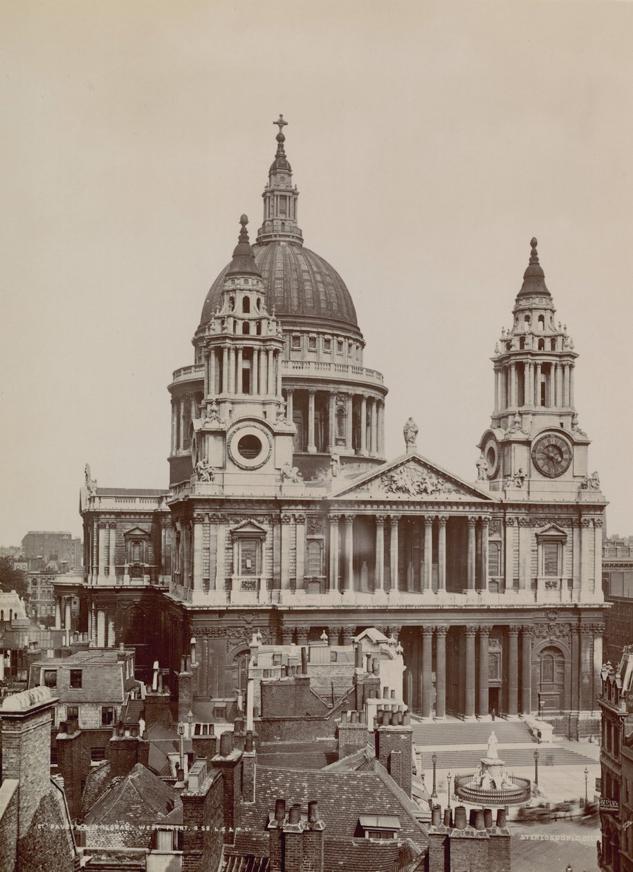 Postkort av vestfronten av St Pauls Cathedral av English Photographer