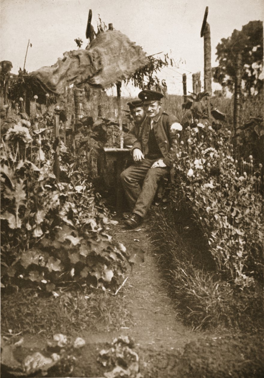 Prisoners in their Garden, Eastcote, illustrasjon fra German Prisoners in Great Britain (fotogravyr) av English Photographer