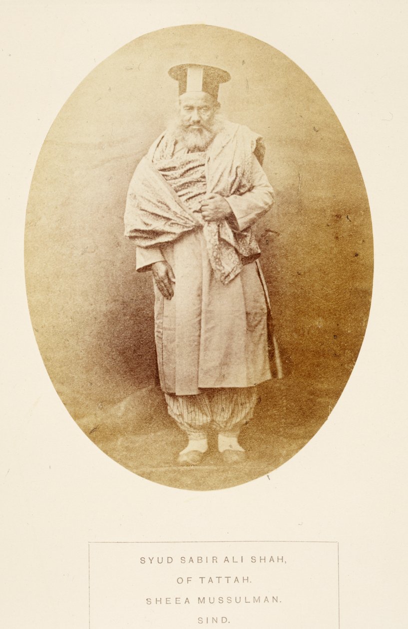 Syud Sabir Ali Shah, fra Tattah, Sheea Mussulman, Sind, fra The People of India, av J. Forbes Watson, utgitt 1868 (albumtrykk) av English Photographer