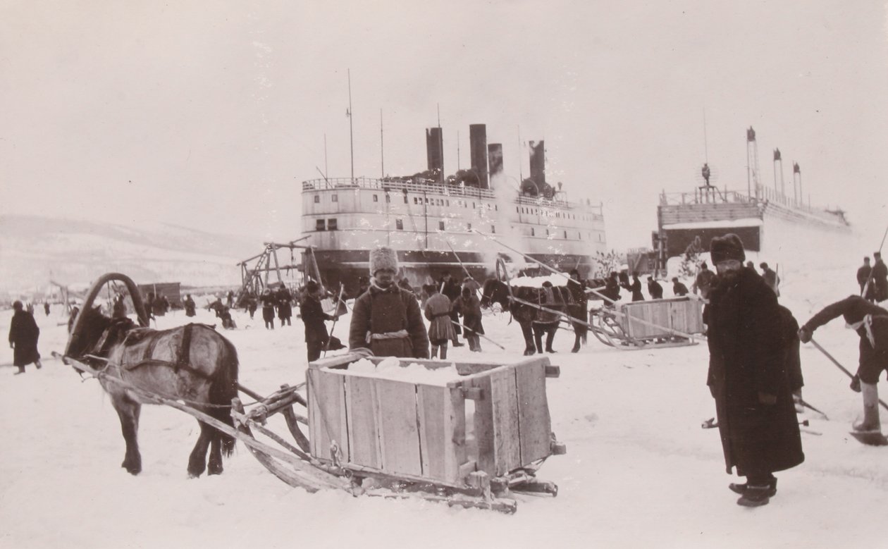 Den isbrytende togfergedamperen SS Baikal, Baikalsjøen av English Photographer