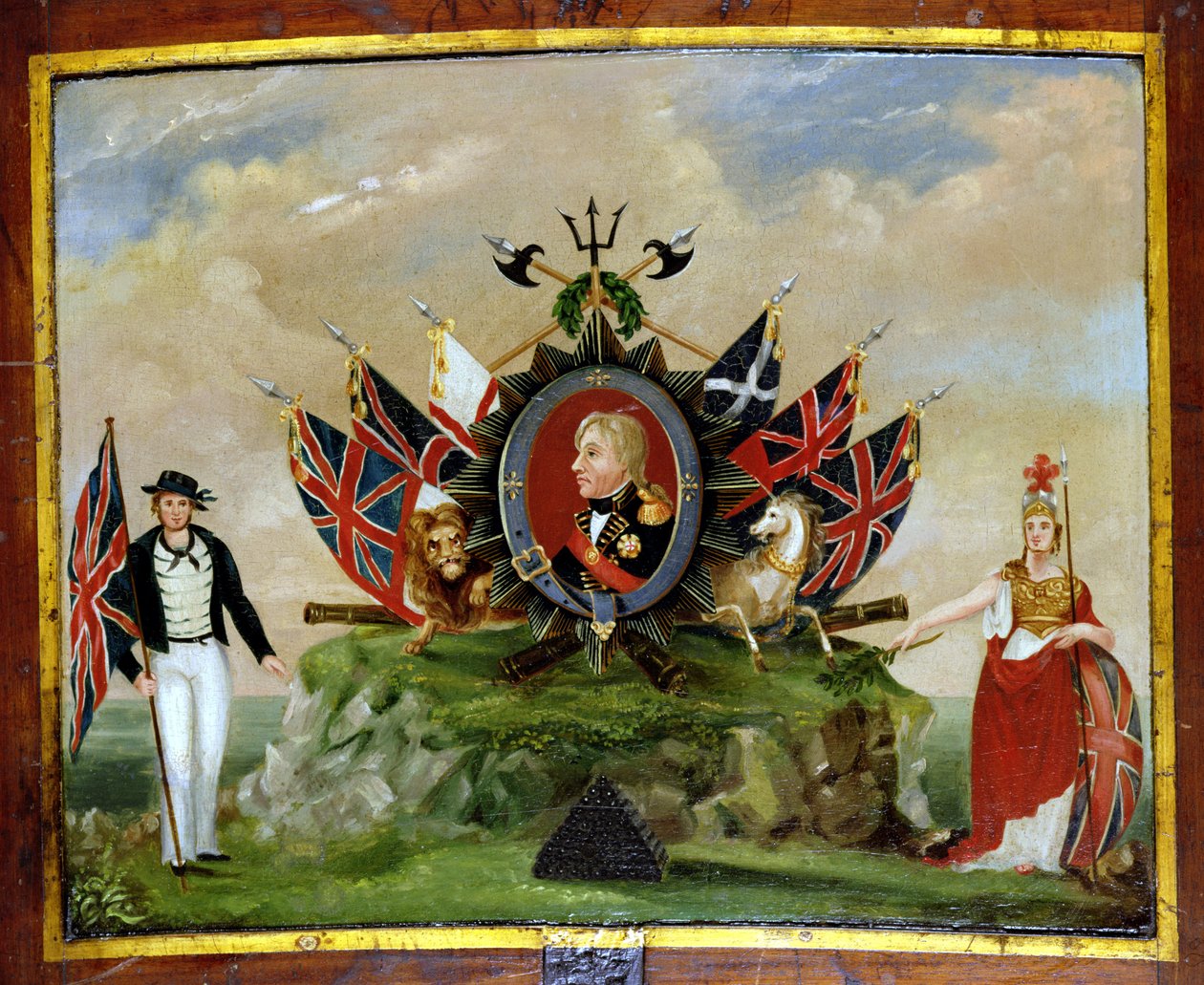 En hyllest til Nelson (1758-1805) ca. 1820 av English School
