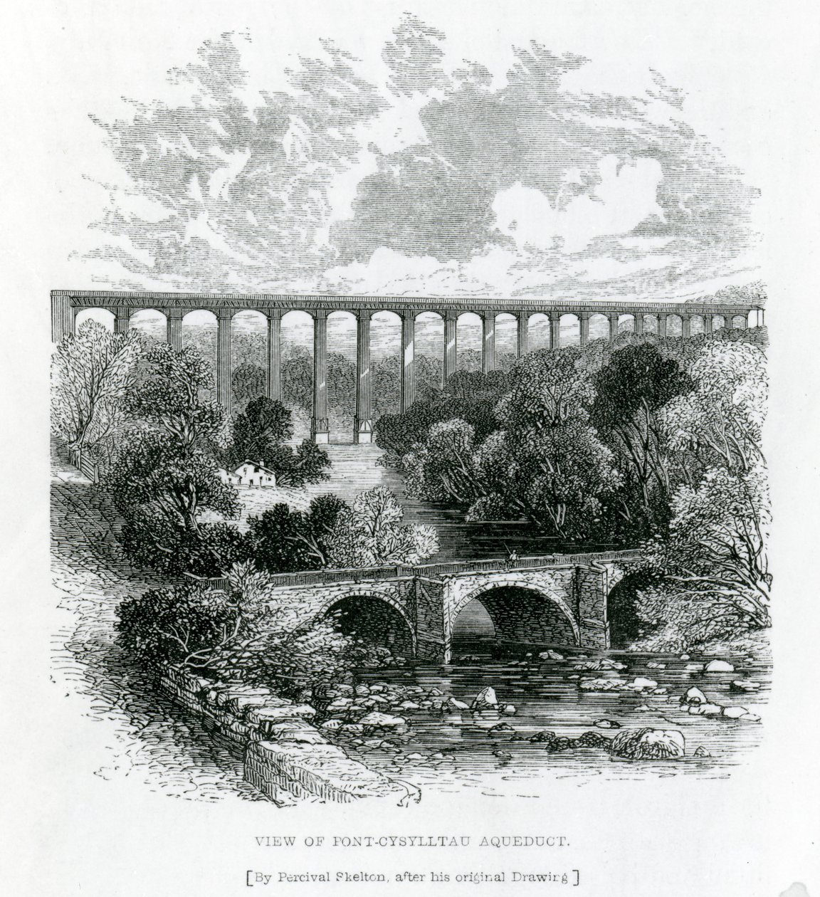 En utsikt over Pontcysyllte-akvedukten, 1861 av English School