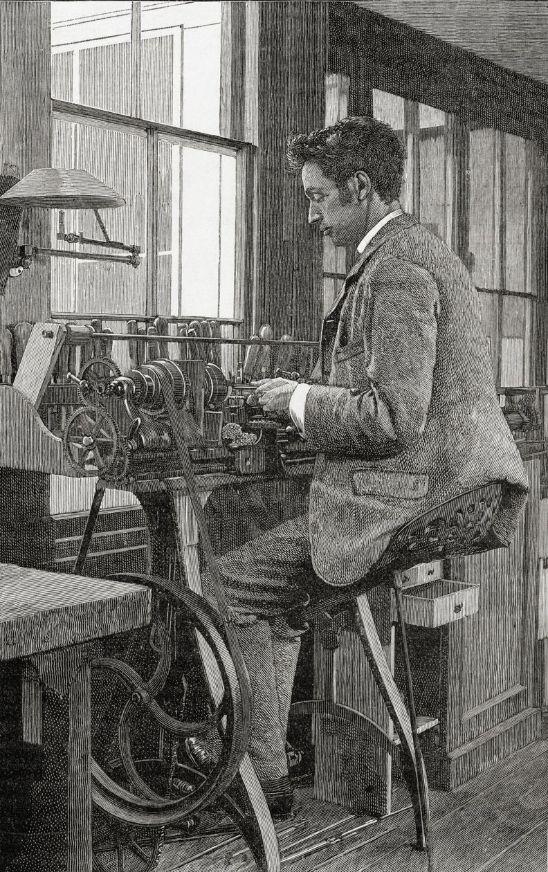 En moderne dreiebenk i arbeid, fra 