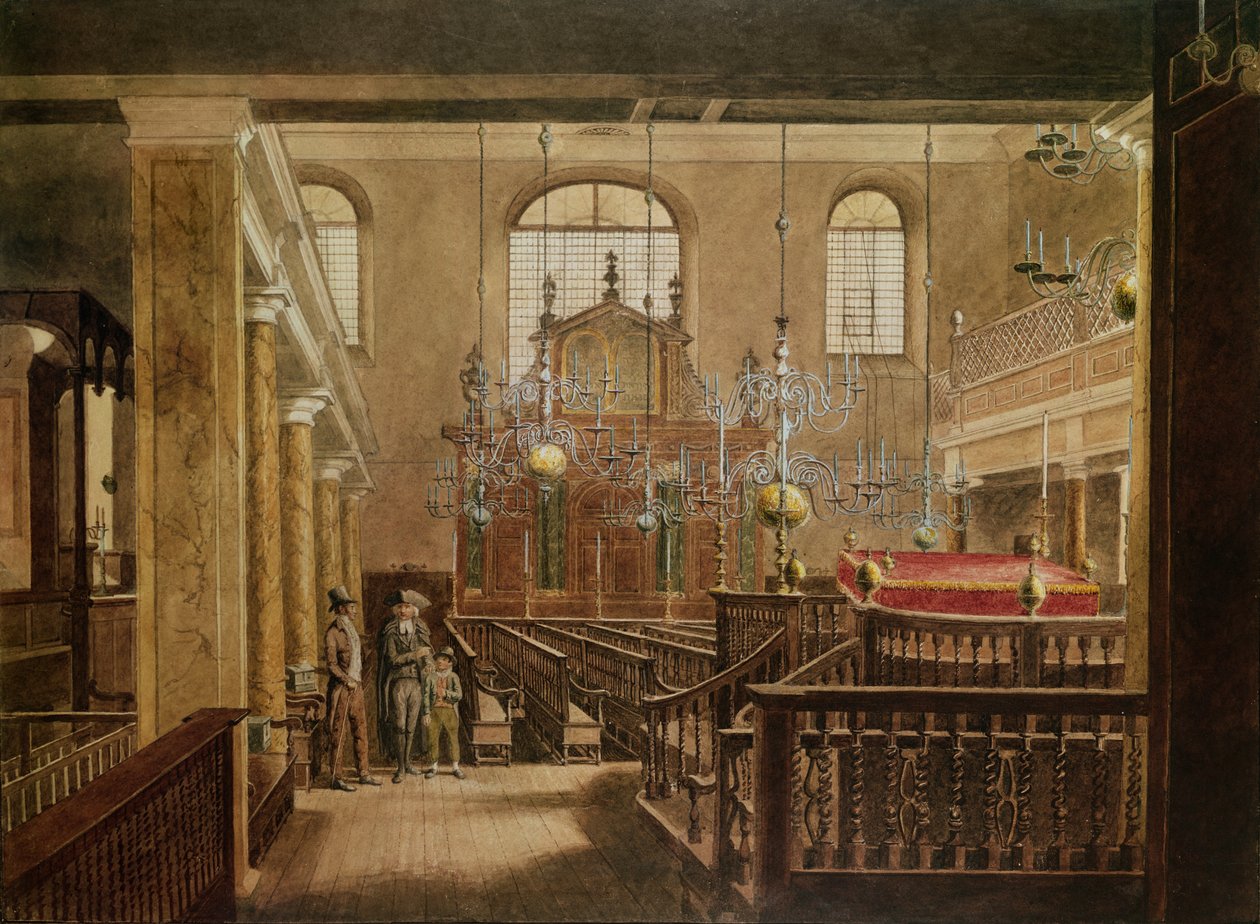 Bevis Marks synagoge, ca. 1817 (wc på papir) av English School