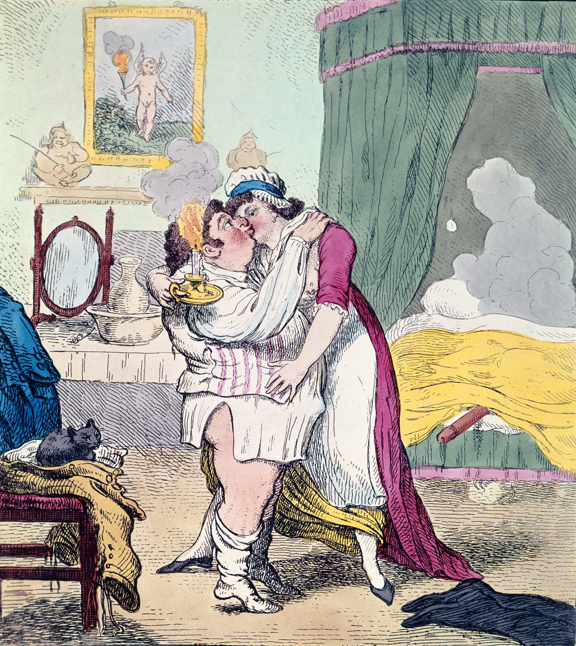 Karikatur som satiriserer forholdet mellom Charles James Fox og Elizabeth Armistead (håndfarget gravering) av English School