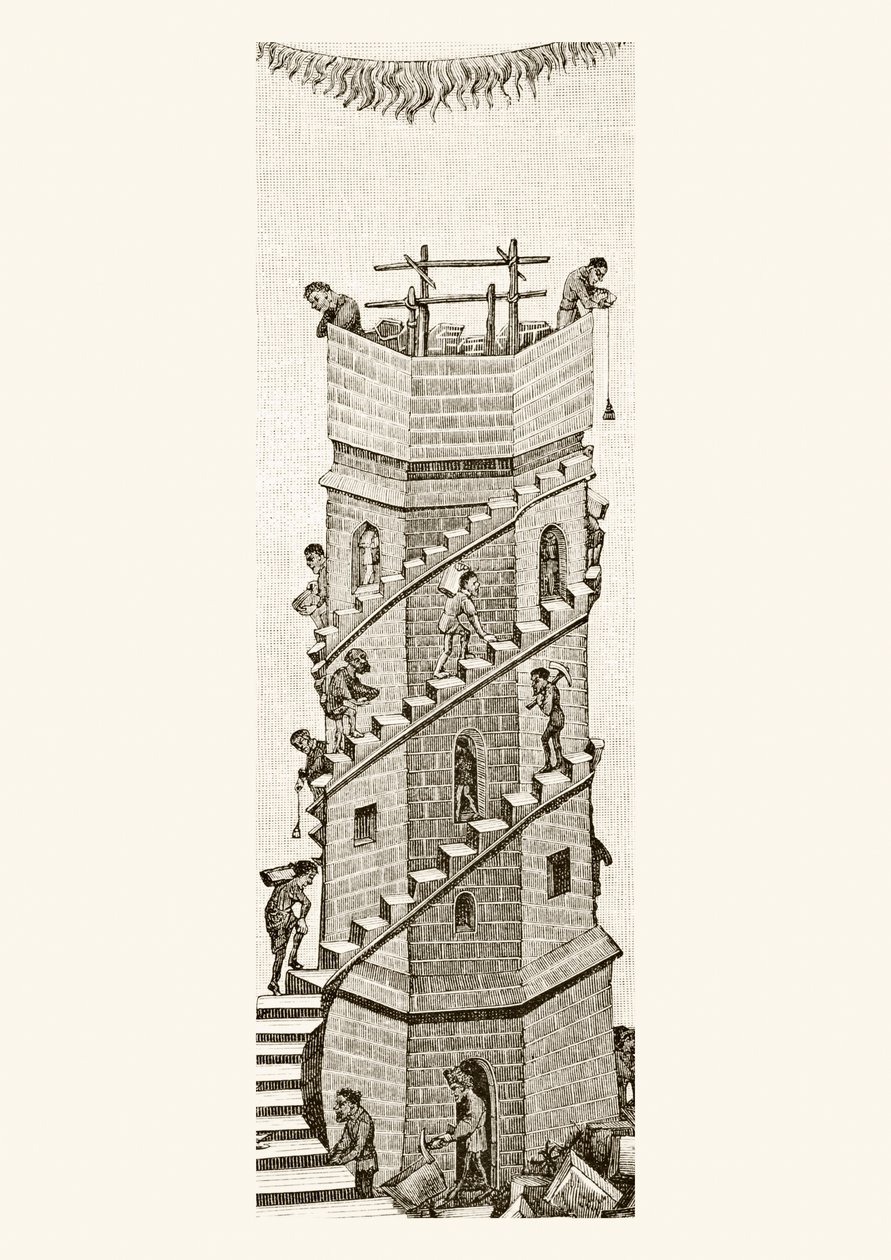 Bygging av Babelstårnet, 1878 av English School