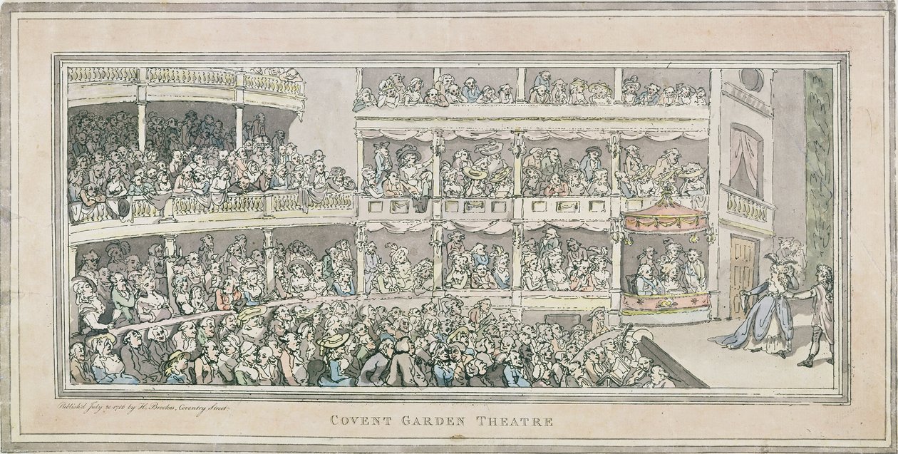 Covent Garden Theatre, 1786 (penn og blekk med vask på papir) av English School