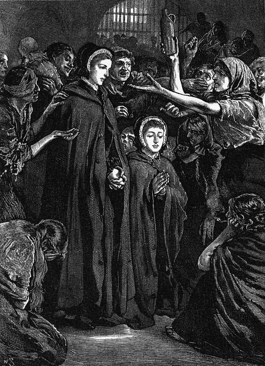 Elizabeth Fry og Anna Buxton besøker Newgate Prison av English School