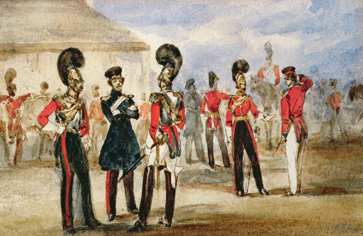 First Life Guards, 1835 (wc på papir) av English School