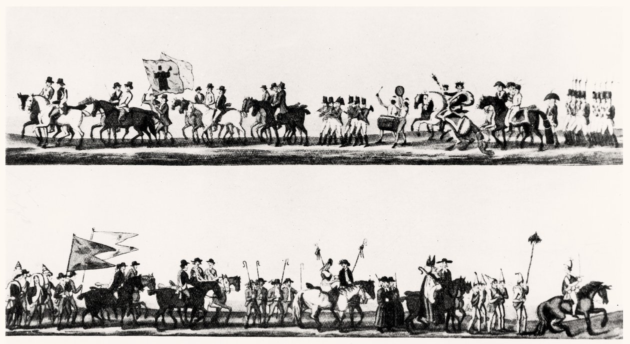 Grand Festival of Woolcombers, Comb Makers and Dyers i Darlington, 3. februar 1825 av English School