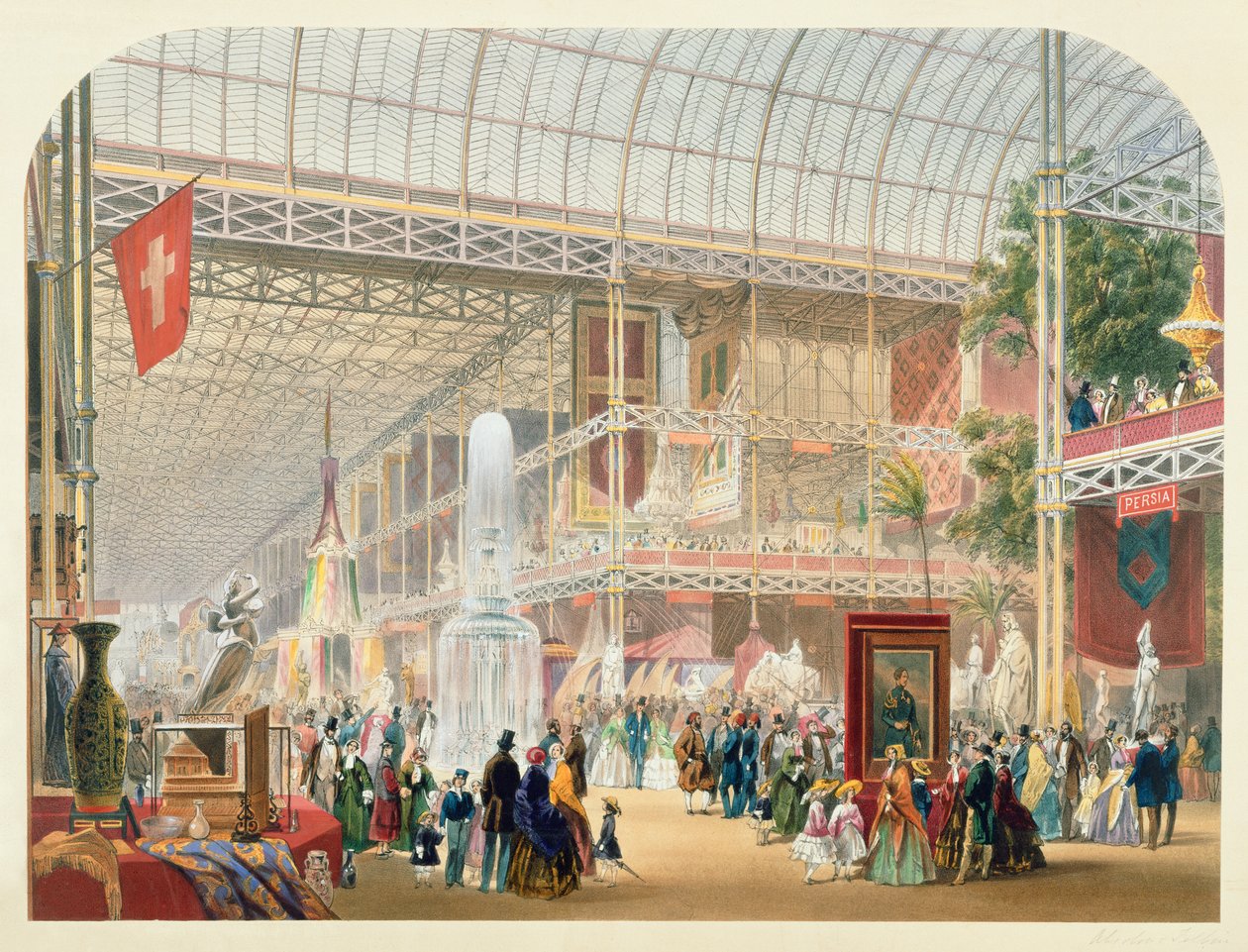 Stor utstilling, 1851: Central Transept of the Crystal Palace av English School
