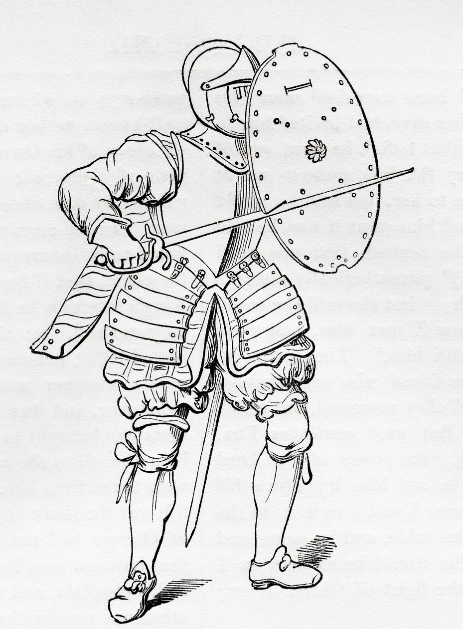 Infanterirustning, 1625, fra Old England: A Pictorial Museum, pub. 1847 av English School