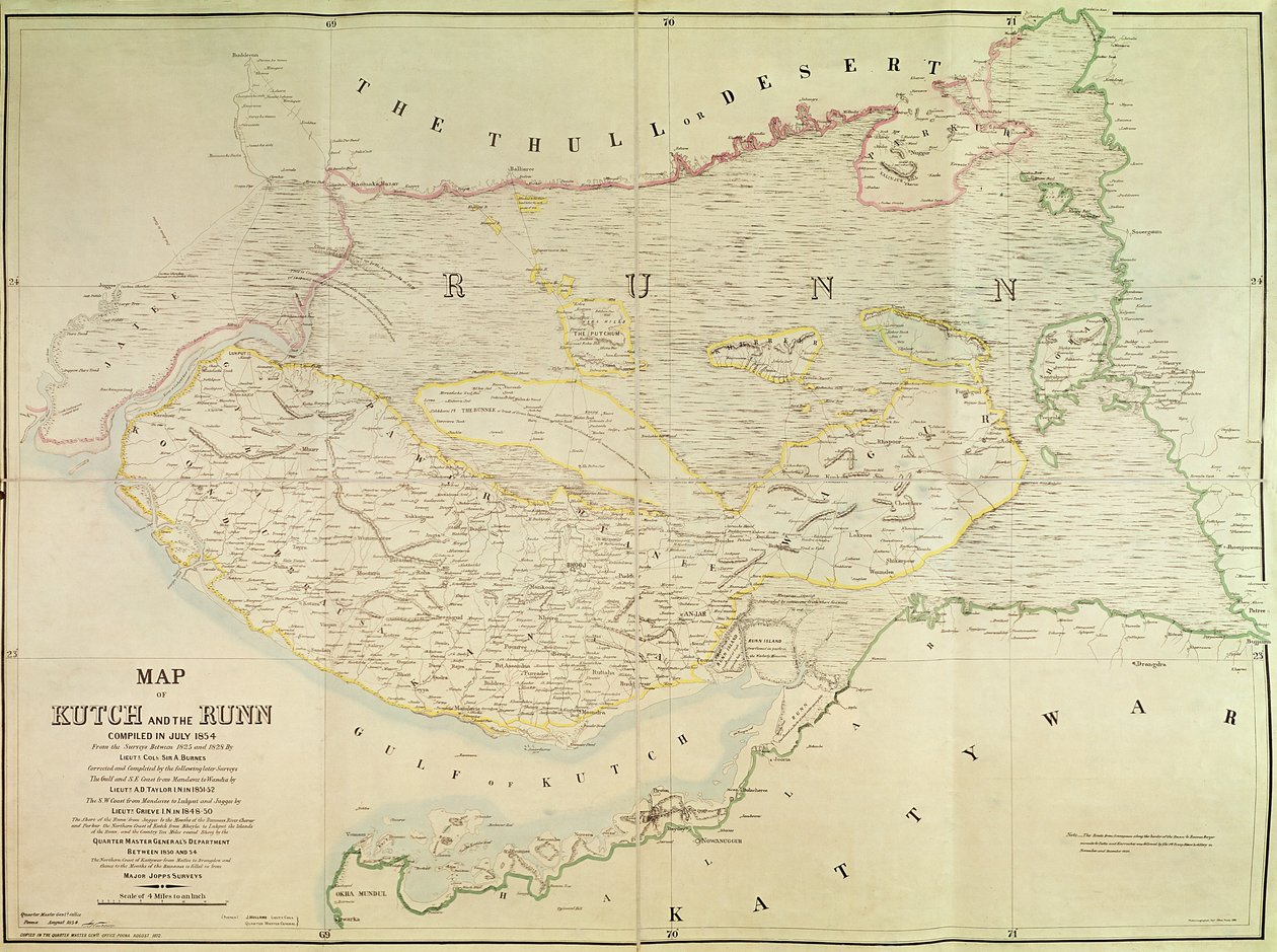 Kart over Kutch and Runn, India, 1854 av English School