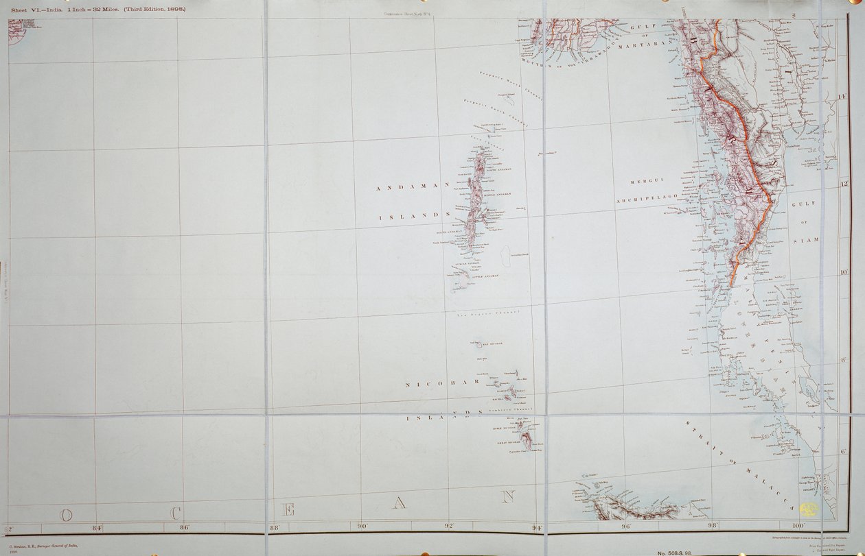 Kart over Andaman- og Nikobarøyene, Bengalbukta, 1898 av English School