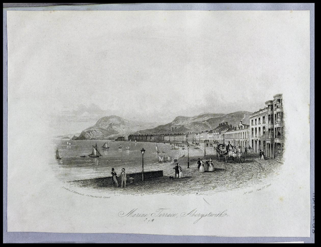 Marine Terrace, Aberystwyth, 1844 (gravering og akvatint) av English School