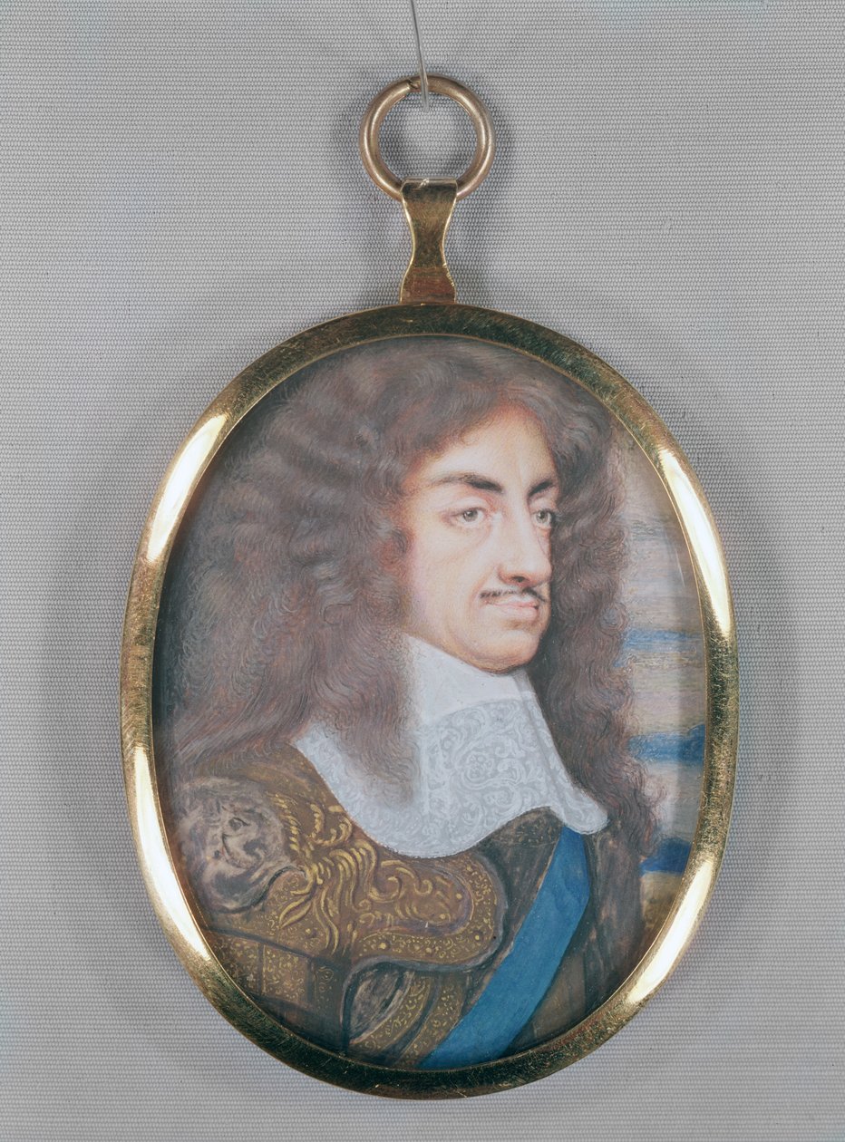 Miniatyr av Charles II (wc på vellum) av English School