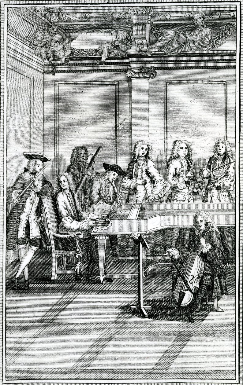 Musikere, fra 'Modern Music Master', 1731 av English School