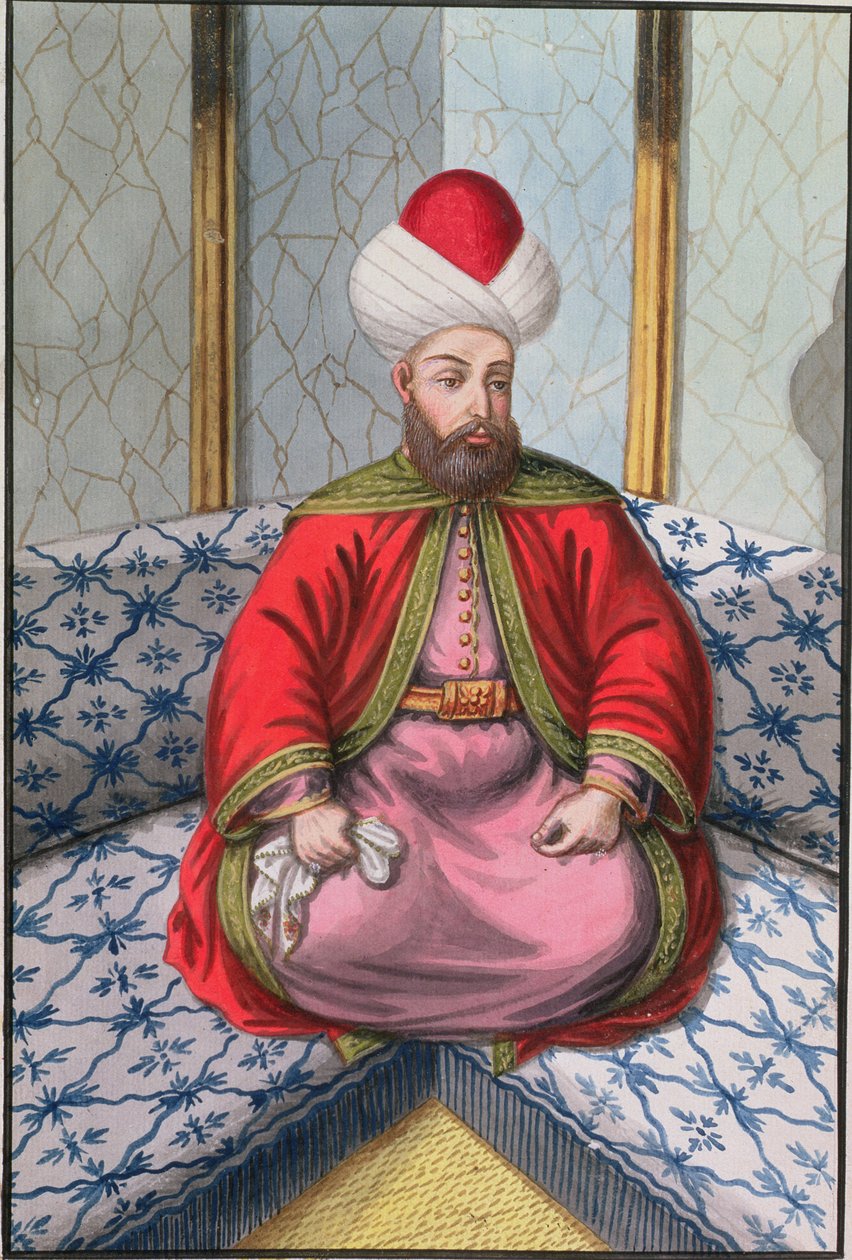 Orkhan (1288-1359), Sultan 1326-59, fra A Series of Portraits of the Emperors of Tyrkia, 1808 (wc) av English School