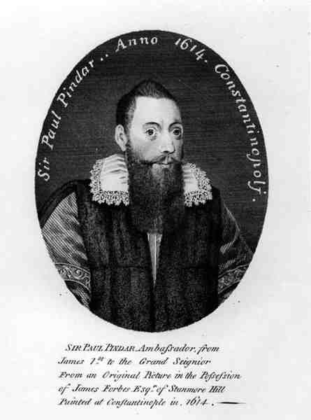 Portrett av Sir Paul Pindar (ca. 1565-1650) 1614 av English School
