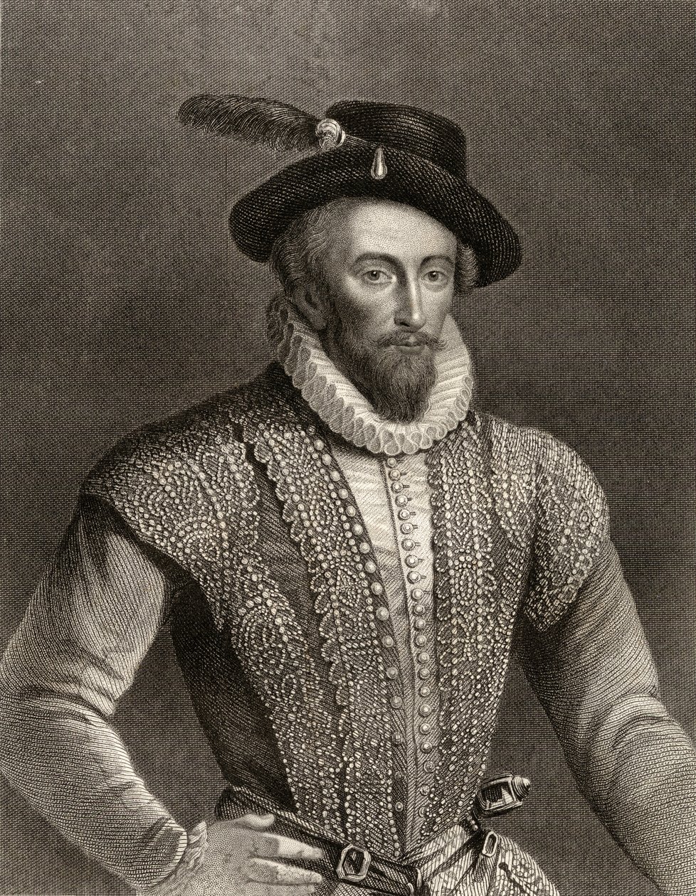 Portrett av Sir Walter Raleigh (ca. 1554-1618) av English School