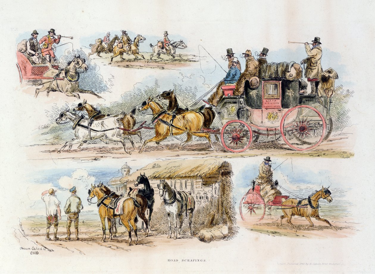Road Scrapings, 1840 (fargegravering) av English School