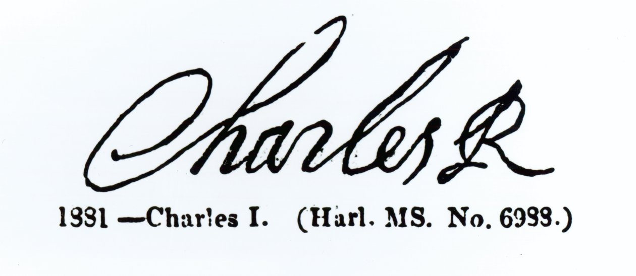 Signatur av kong Charles I (1600-49) av English School