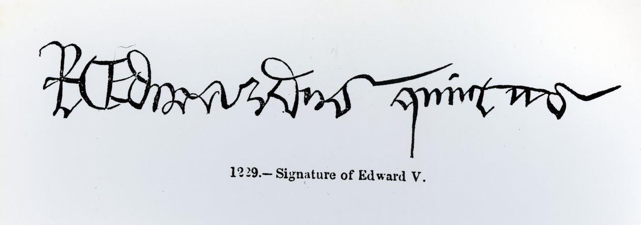 Signatur av kong Edward V (1470-83) av English School