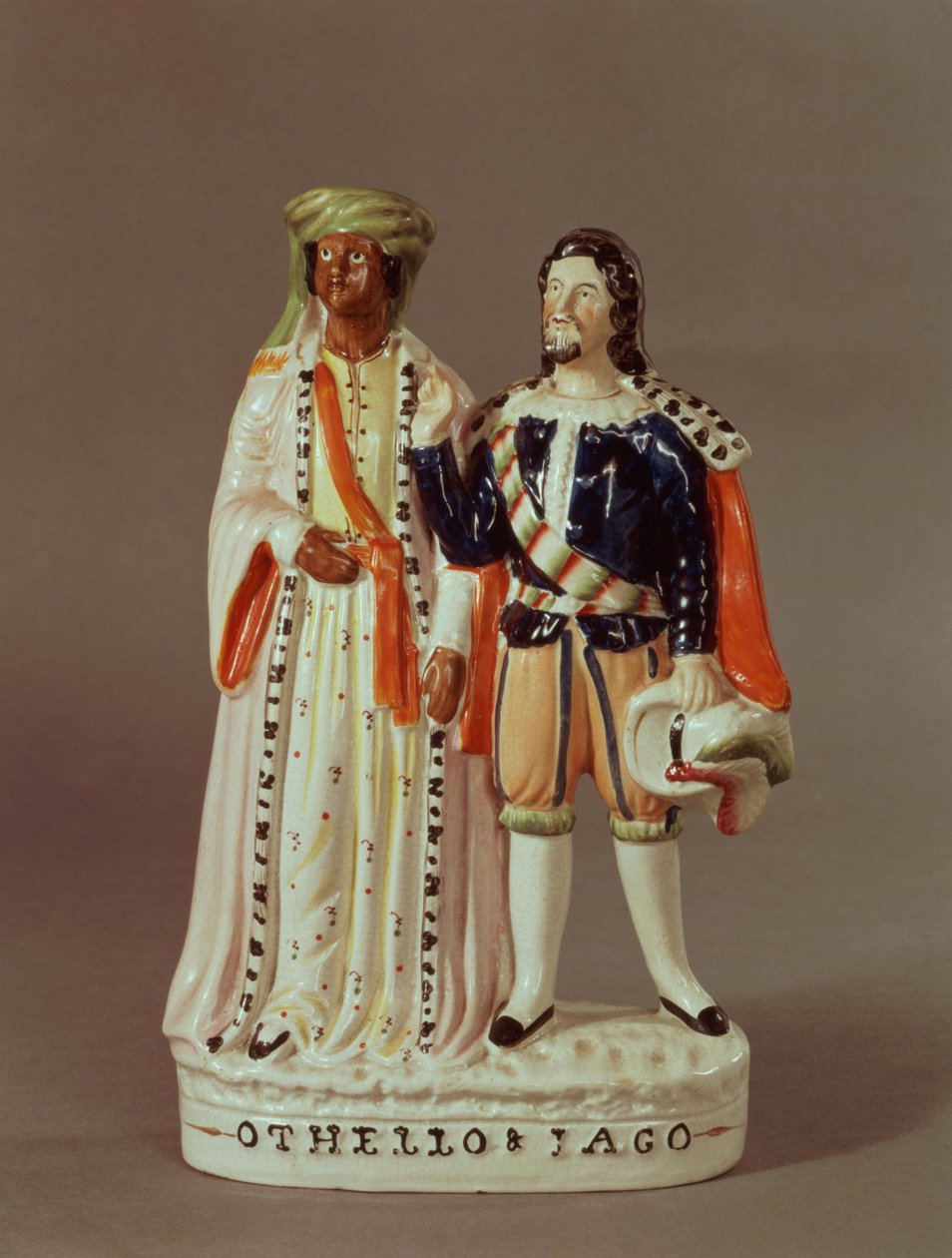 Staffordshire-figur av Othello og Iago, ca. 1858 (keramikk) av English School