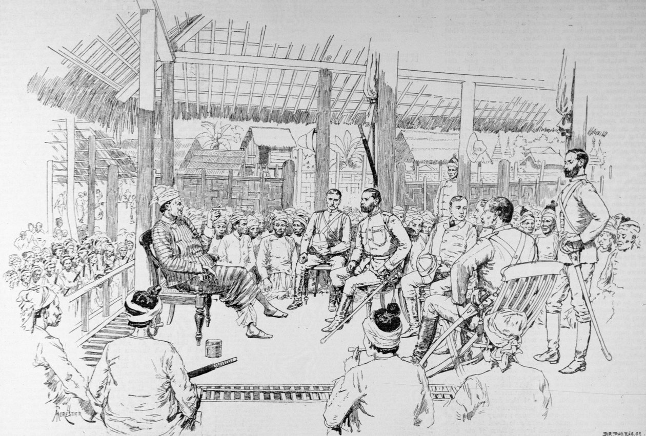 The Burmah Expedition: General Prendergast Calling on the Woon of Burmah, fra 