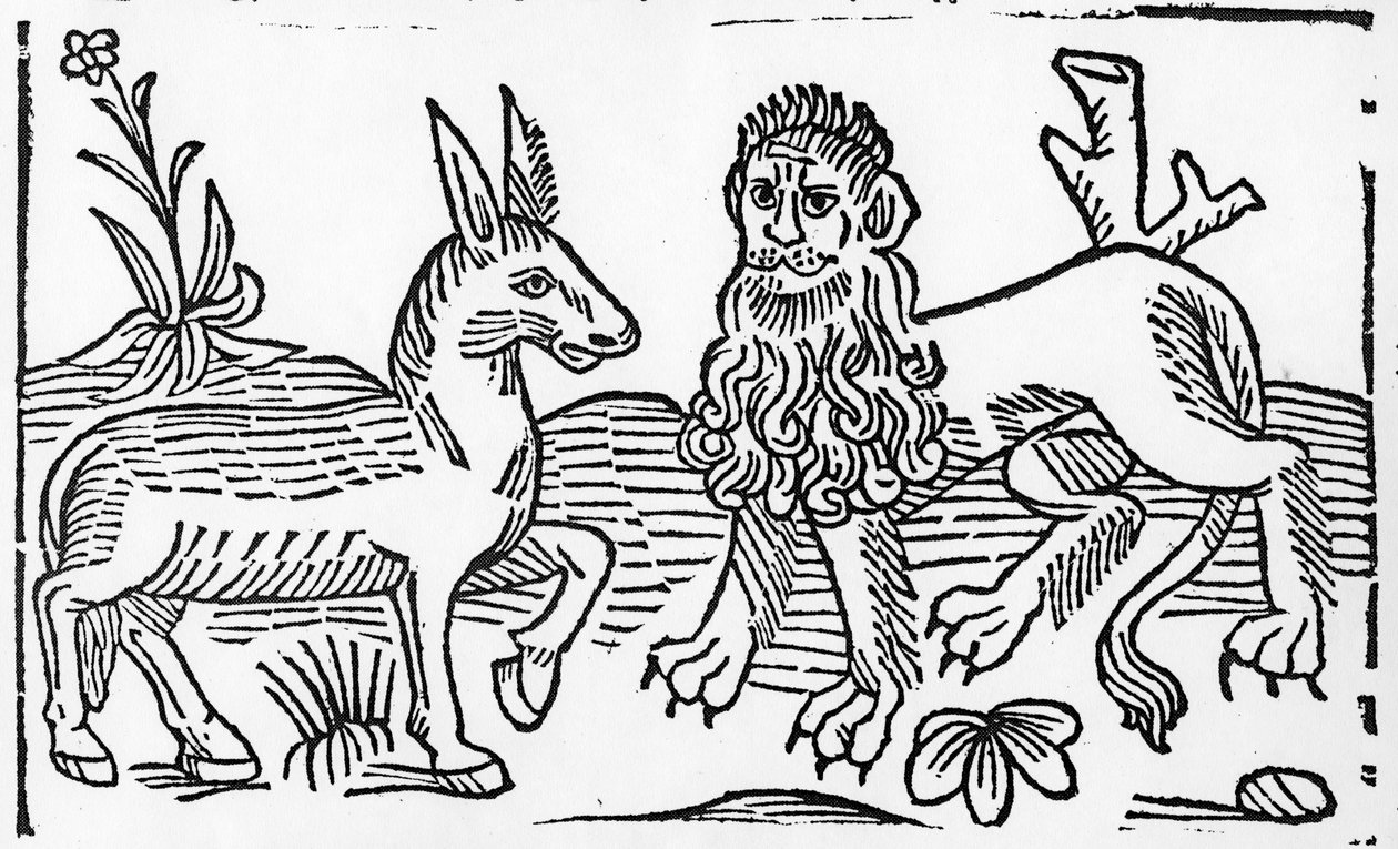 The Lion and the Ass, illustrasjon fra Caxtons 