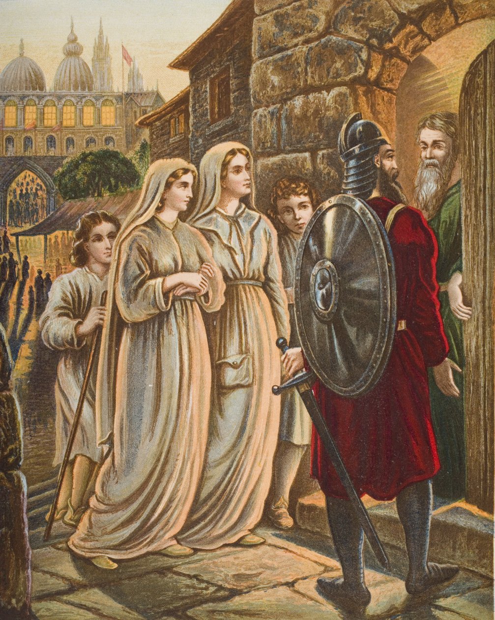 The Pilgrims at the house of Manson, illustrasjon fra 