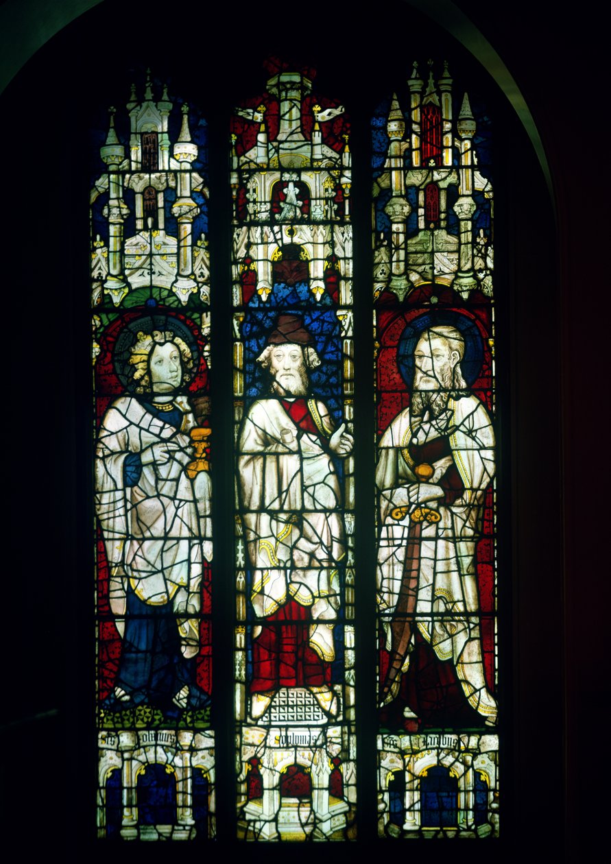 Winchester-vinduet, som viser St. John the Evangelist, St. James the Less og profeten Sephaniah, 1392 (farget glass) av English School