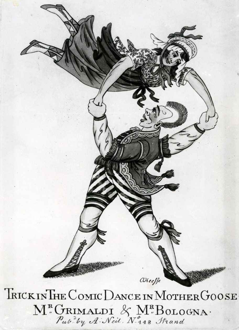 Trick in the Comic Dance in Mother Goose - Mr Grimaldi und Mr Bologna, trykk laget av O