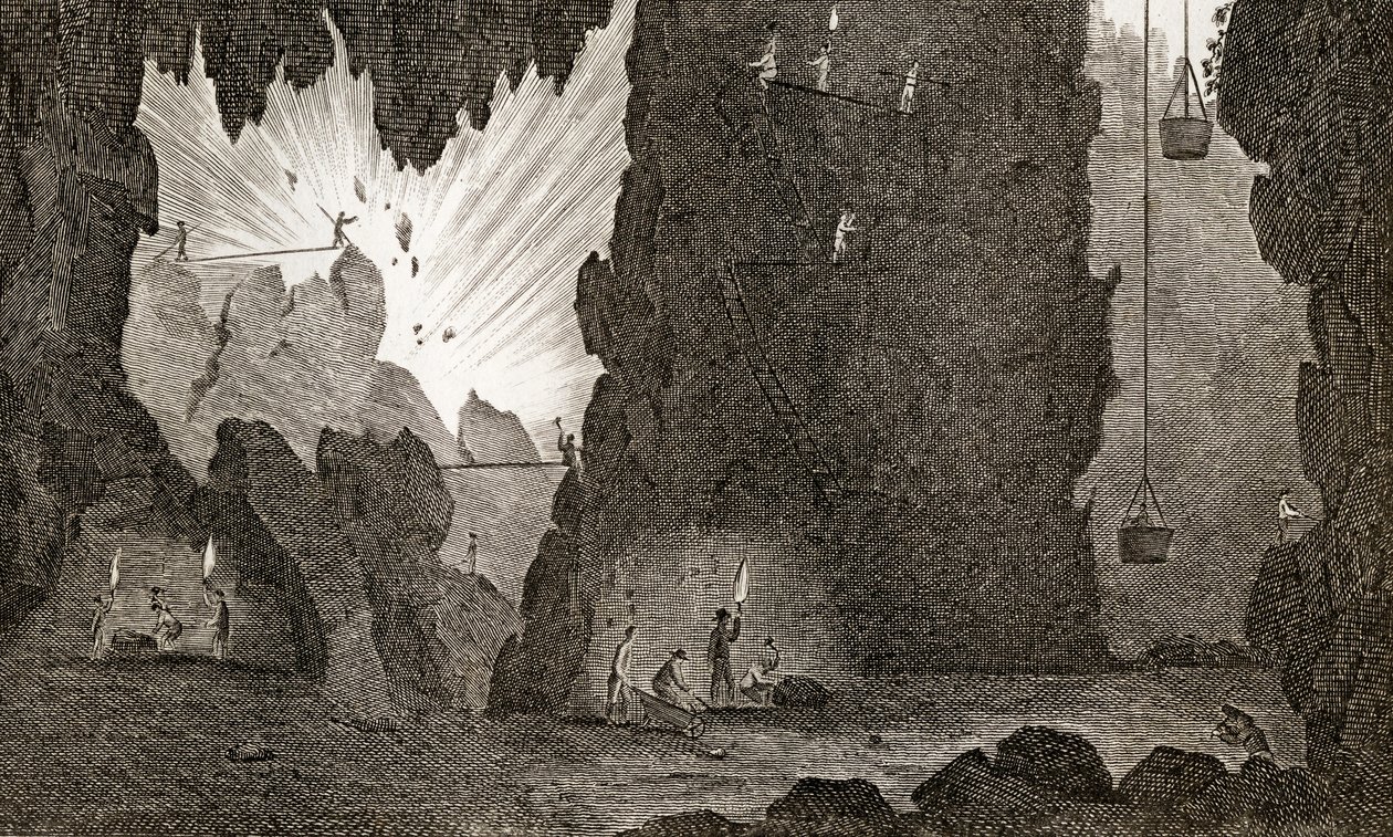 Utsikt over en jerngruve, ca. 1783 av English School