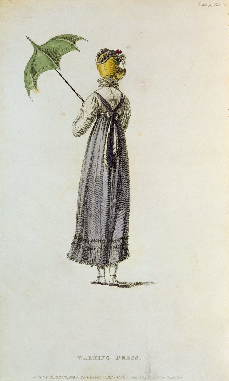 Walking Dress, 1814 (fargegravering) av English School