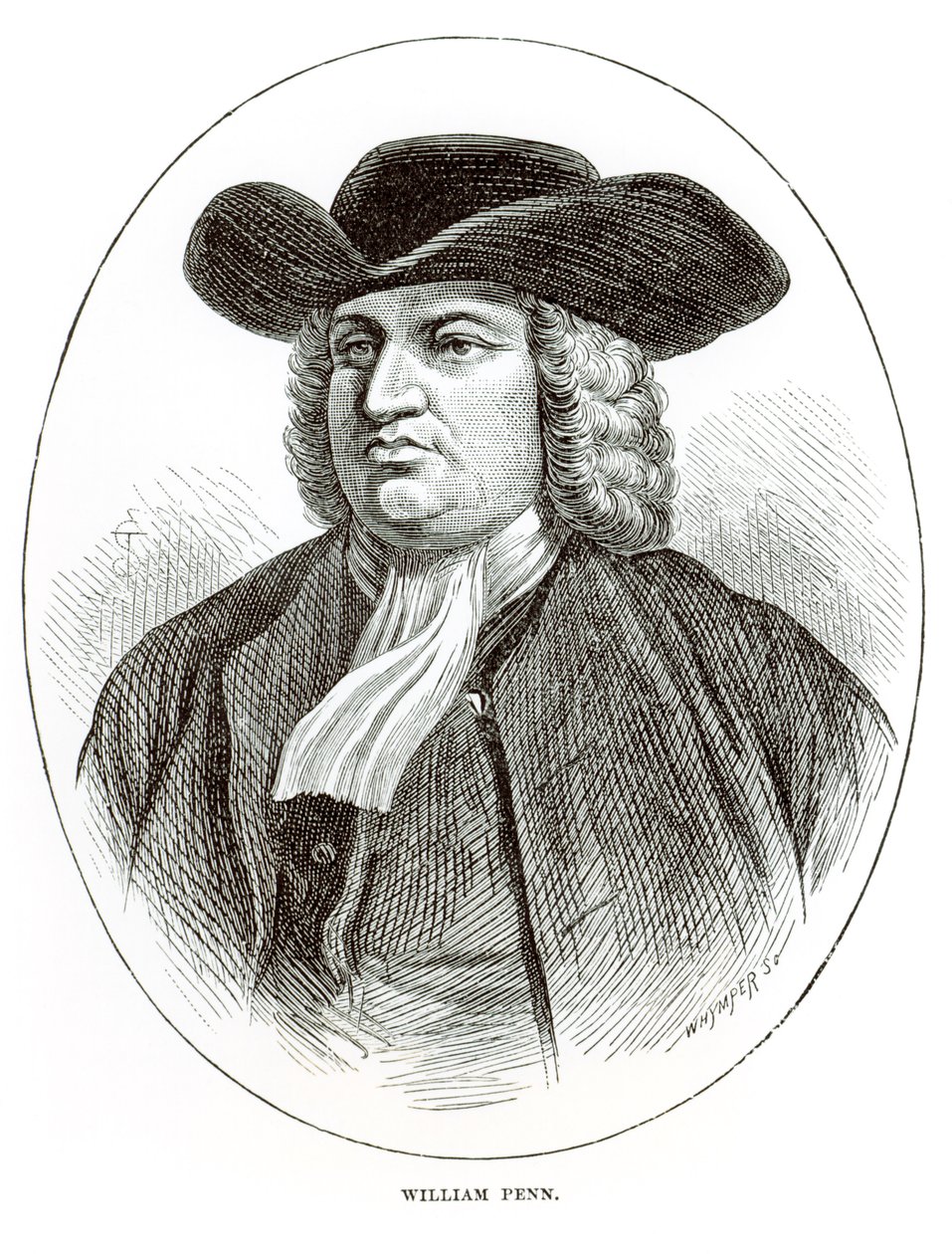 William Penn (1644-1718) gravert av Josiah Wood Whymper (1813-1903) av English School