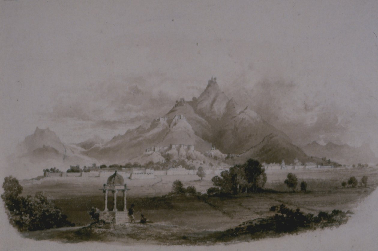 Saloombra (Salumbar, Udaipur State) (blyant og vask på papir) av English School English School