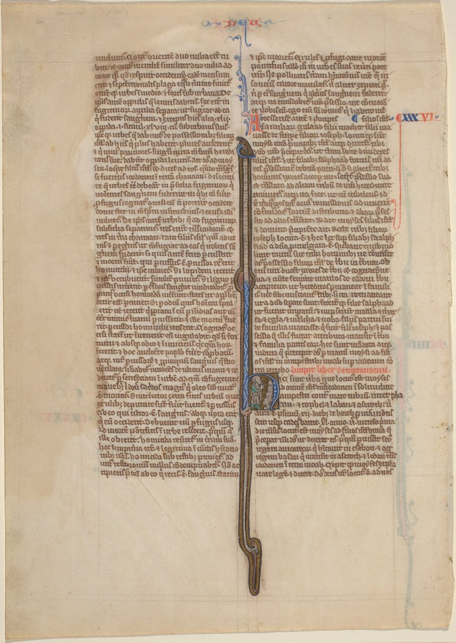 Manuskriptblad fra en bibel (Deuteronomy) av English 13th Century