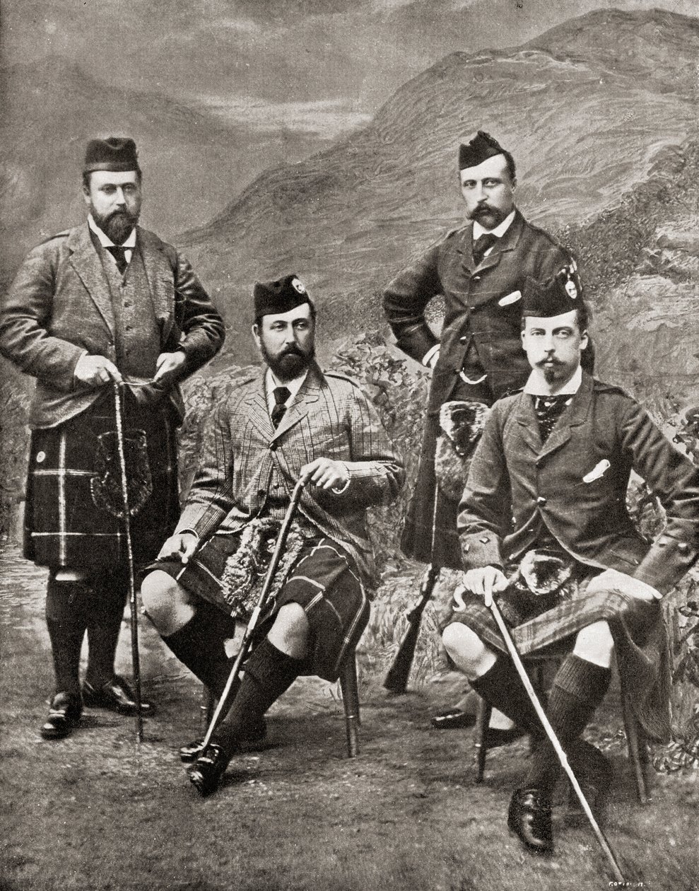 The Four Princes, 1881 (bw-bilde) av English Photographer
