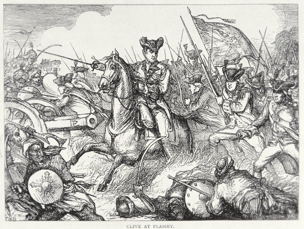 Slaget ved Plassey (farge litho) av English School