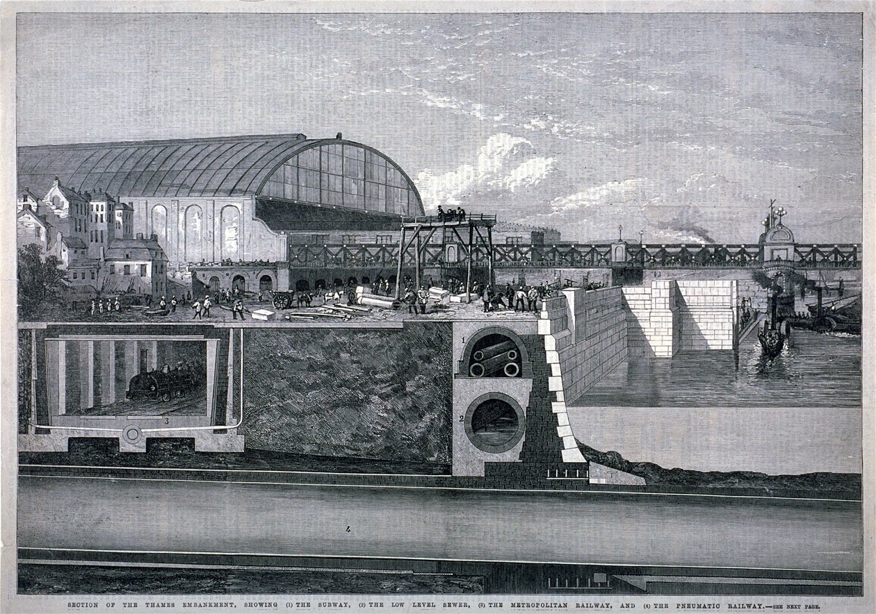 Bazalgette, Themsen Embankment, 1867 av English School