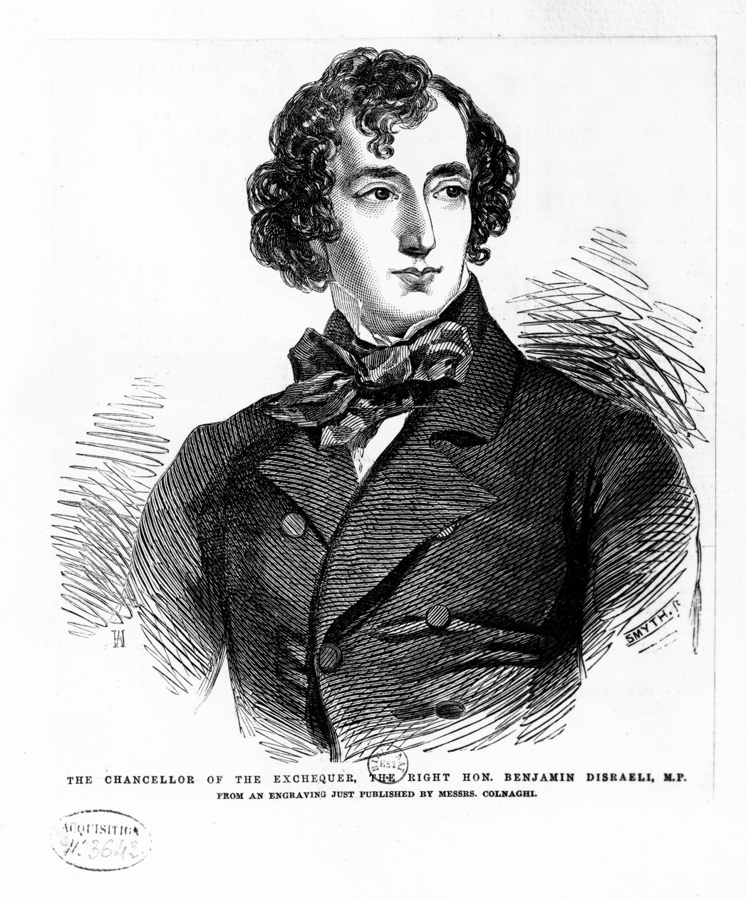 Benjamin Disraeli, ca. 1837 (gravering) av English School