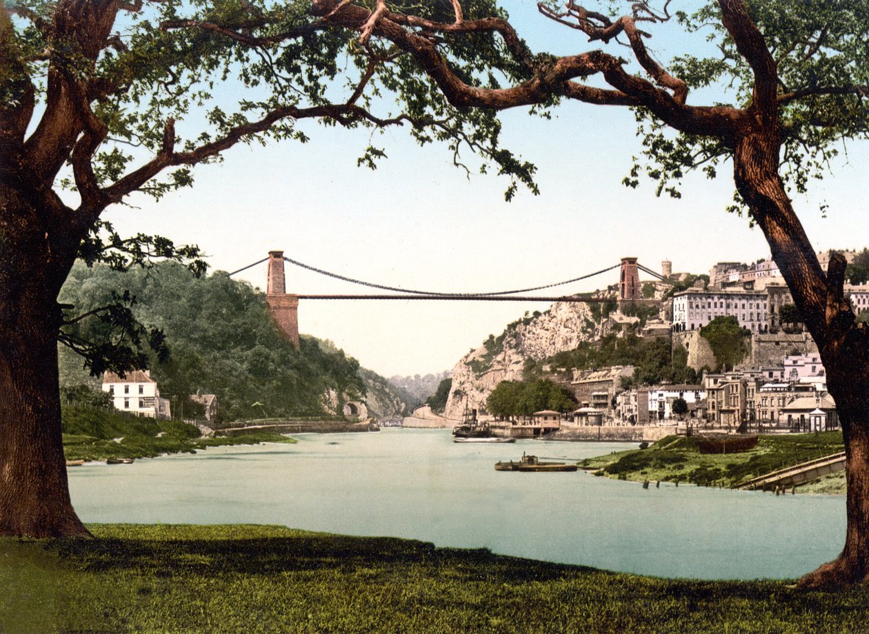 Clifton Suspension Bridge (håndfarget bilde) av English School