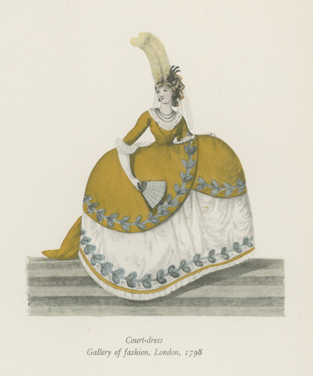 Court-Dress. Gallery of Fashion, London, 1798 av English School