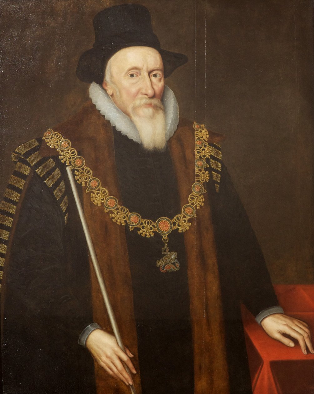 Earl of Dorset (olje på panel) av English School