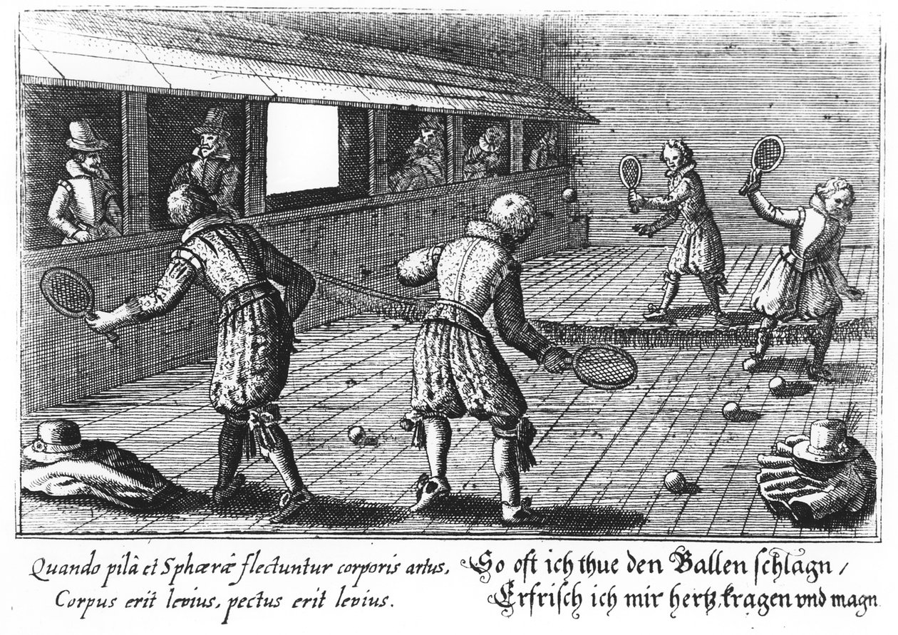 Elizabethan Tennis (gravering) av English School