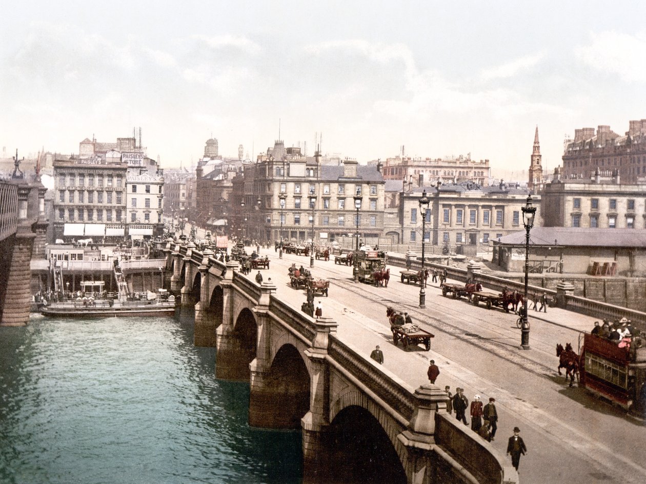 Glasgow Bridge (håndfarget bilde) av English School